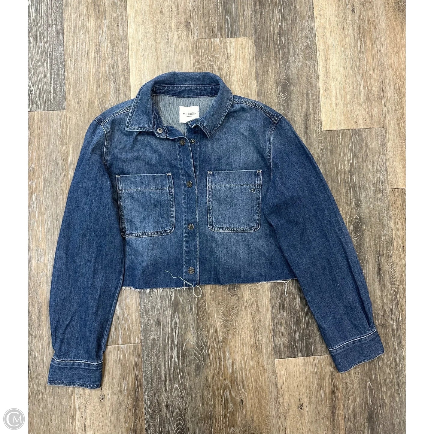 Blouse Long Sleeve By Hidden In Blue Denim, Size: S