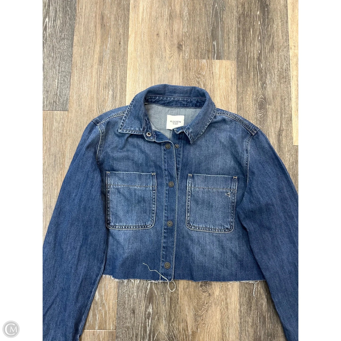 Blouse Long Sleeve By Hidden In Blue Denim, Size: S