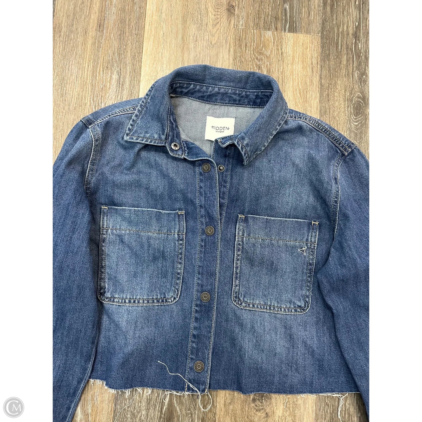 Blouse Long Sleeve By Hidden In Blue Denim, Size: S