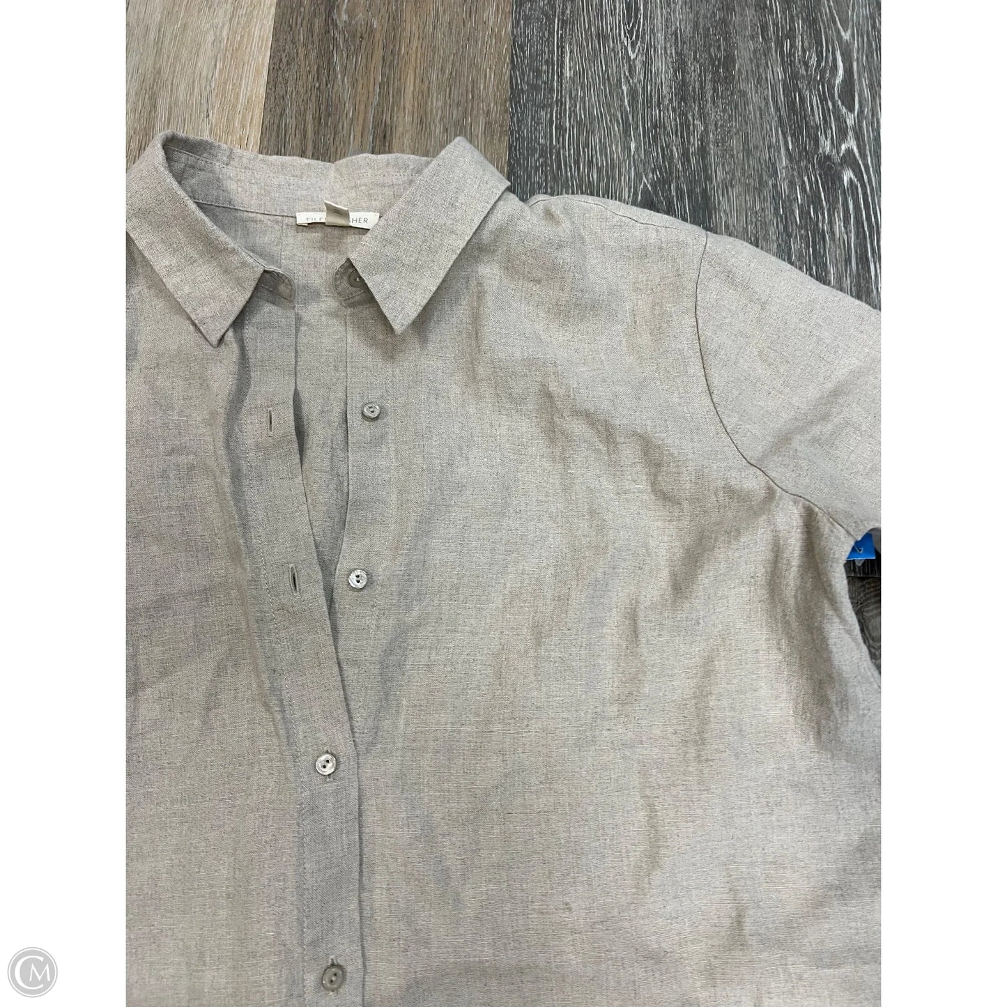 Blouse Short Sleeve By Eileen Fisher In Tan, Size: M