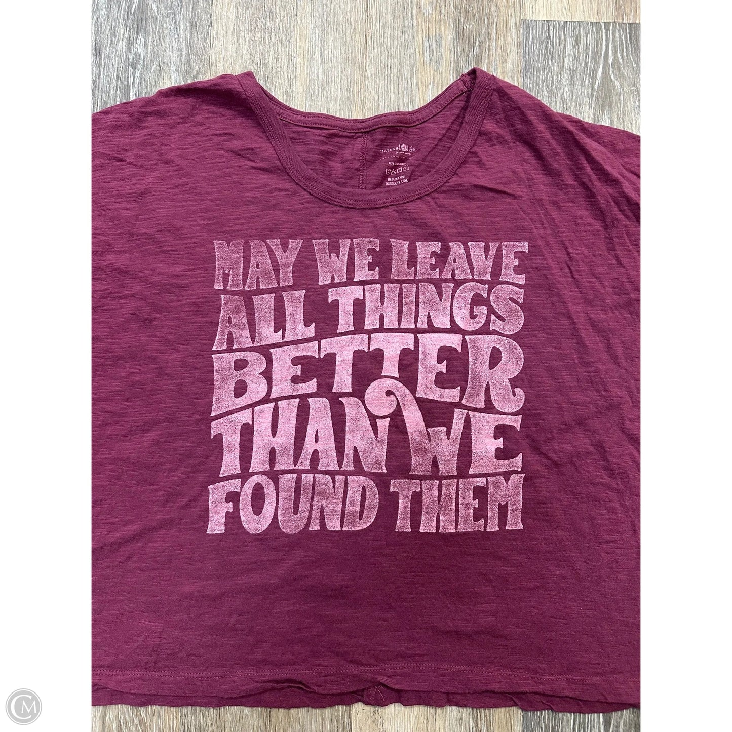 Top Short Sleeve By Natural Life In Maroon, Size: 3x