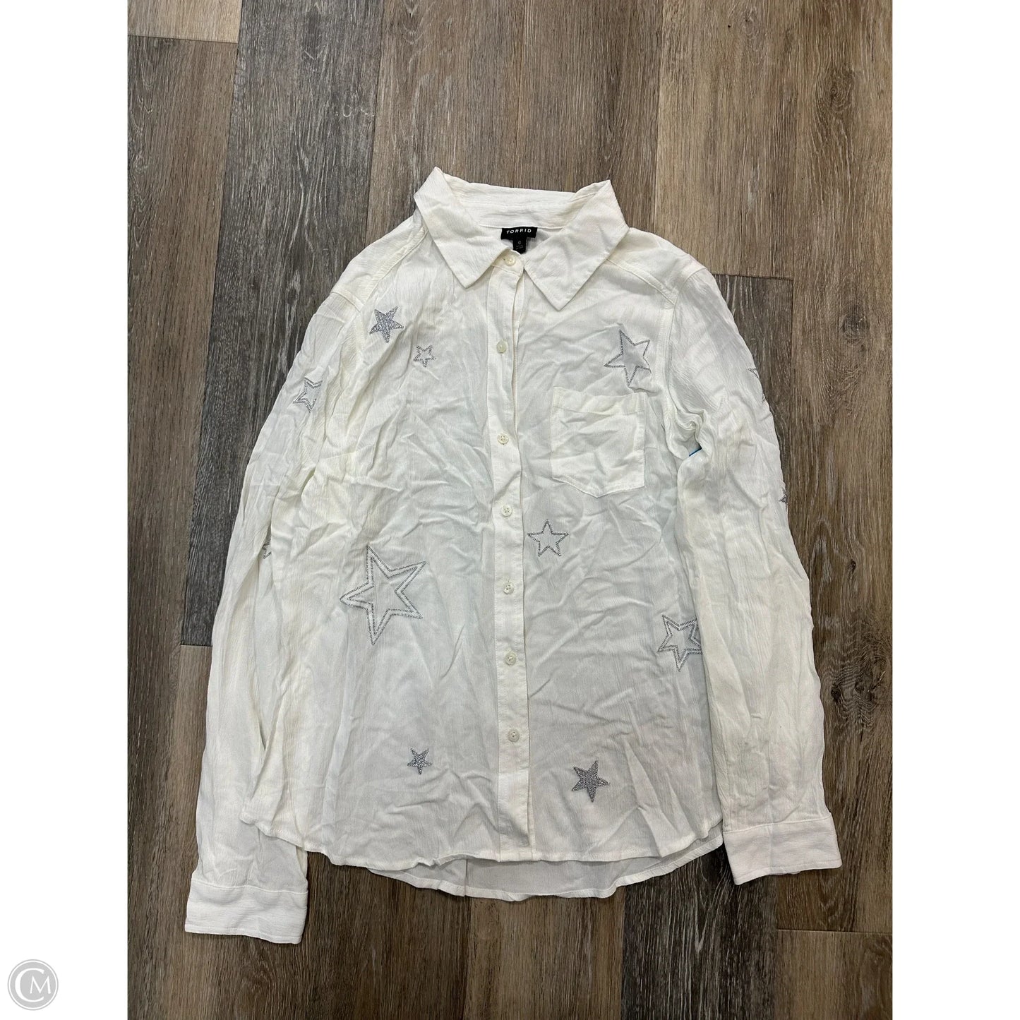 Blouse Long Sleeve By Torrid In White, Size: Xl