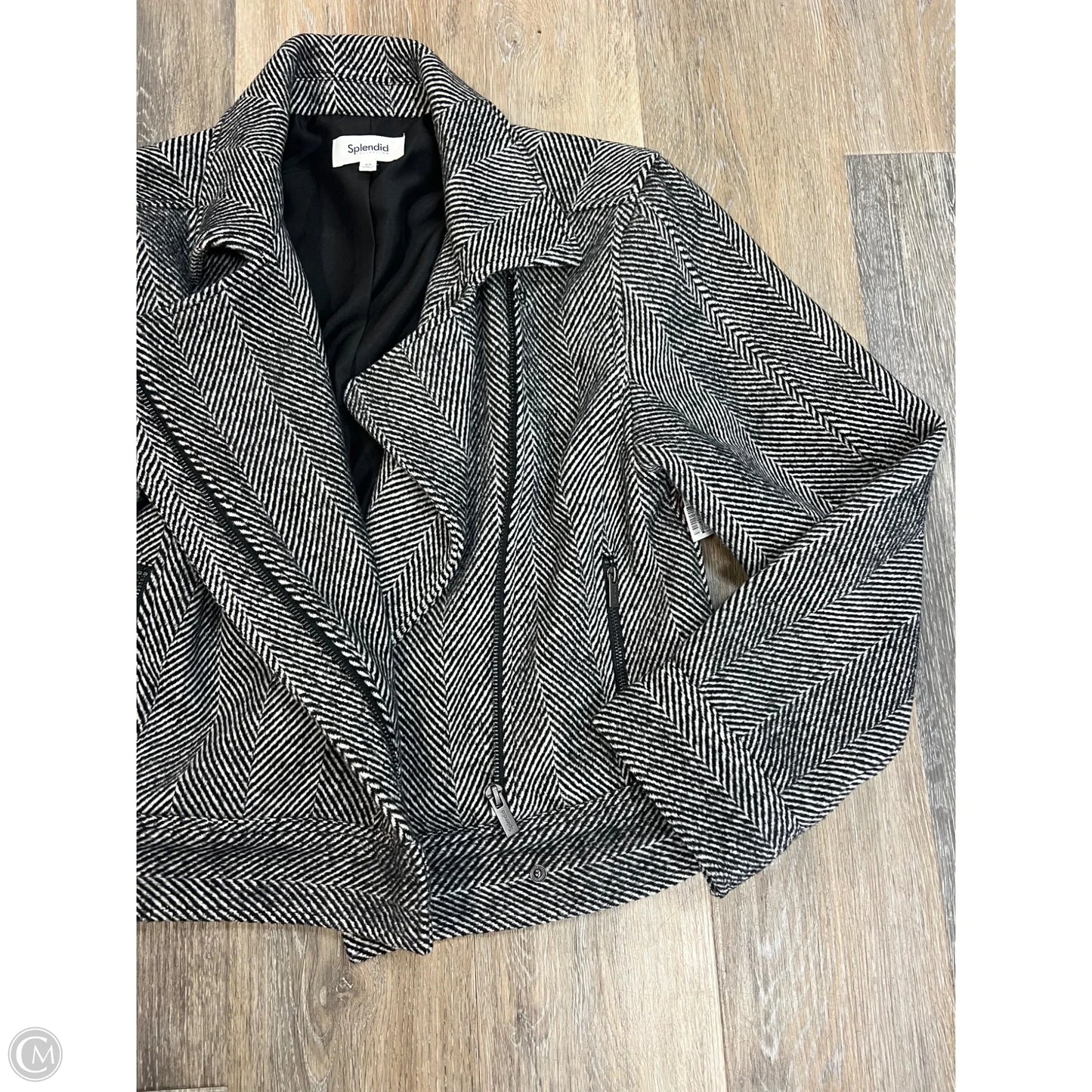 Jacket Moto By Splendid In Black & White, Size: Xs