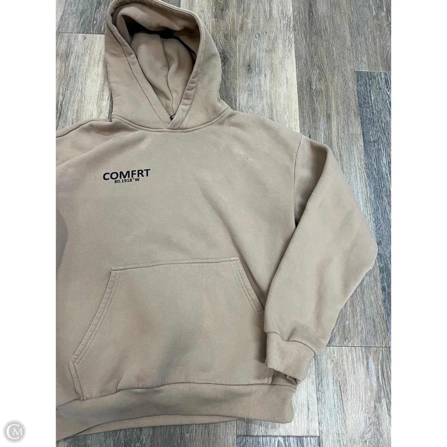 Sweatshirt Hoodie By Comfrt In Tan, Size: M
