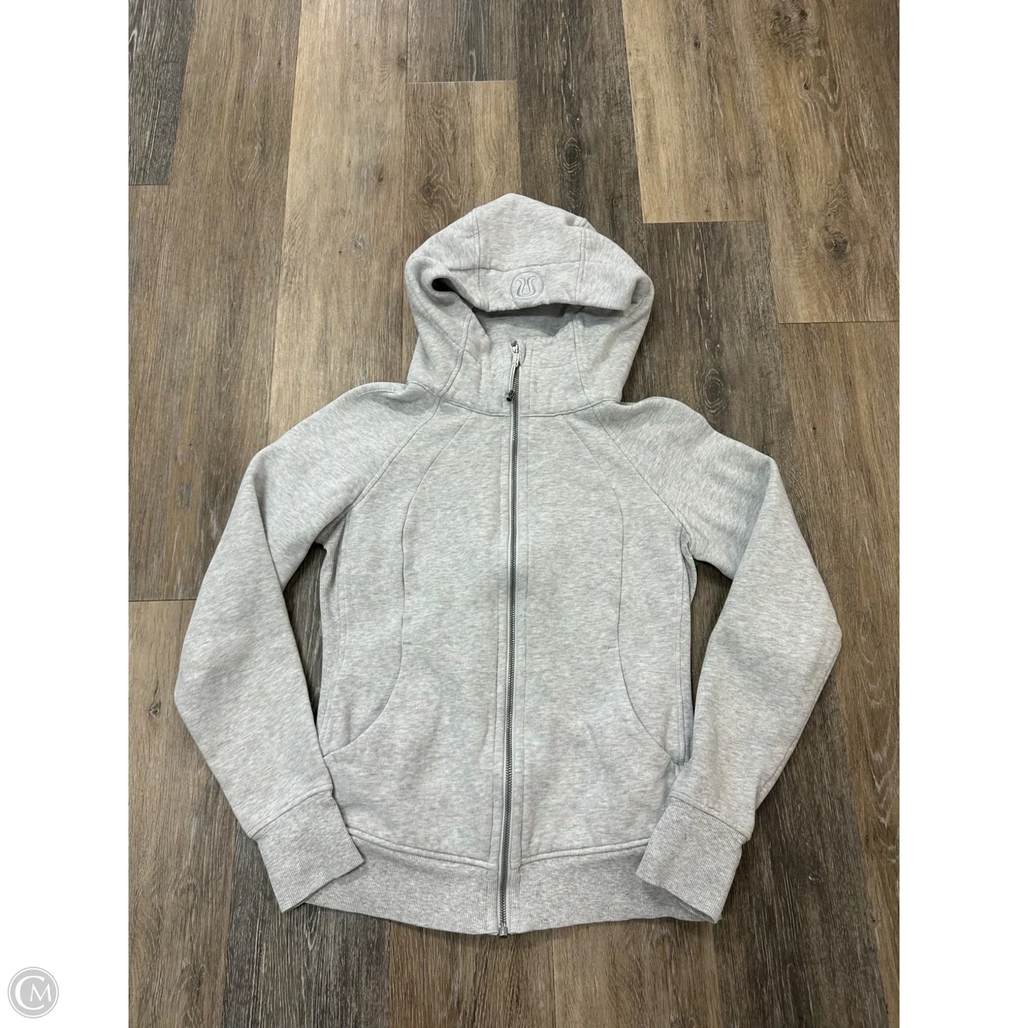 Athletic Sweatshirt Hoodie By Lululemon In Grey, Size: 6