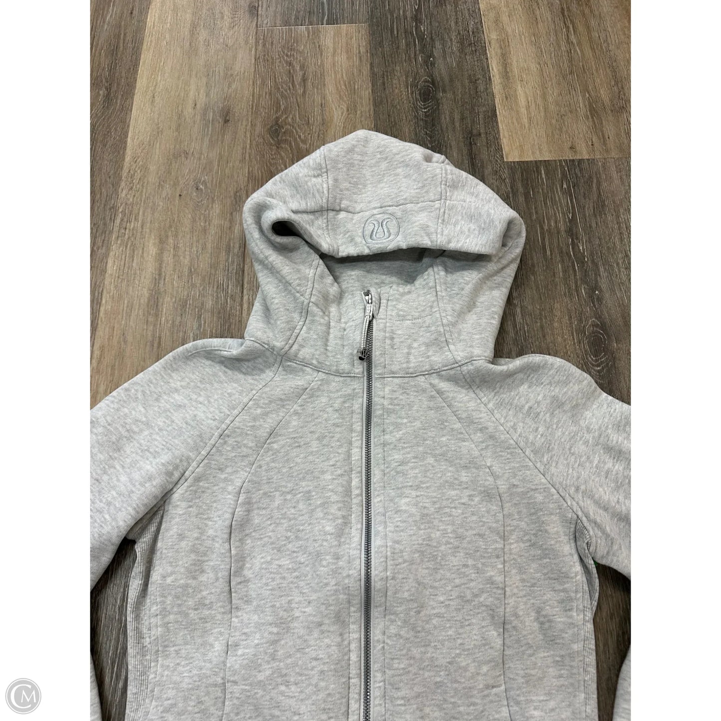 Athletic Sweatshirt Hoodie By Lululemon In Grey, Size: 6