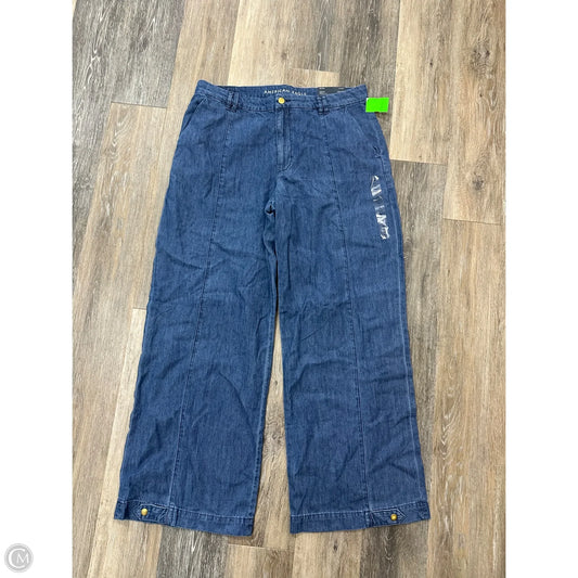 Jeans Wide Leg By American Eagle In Blue Denim, Size: 14l