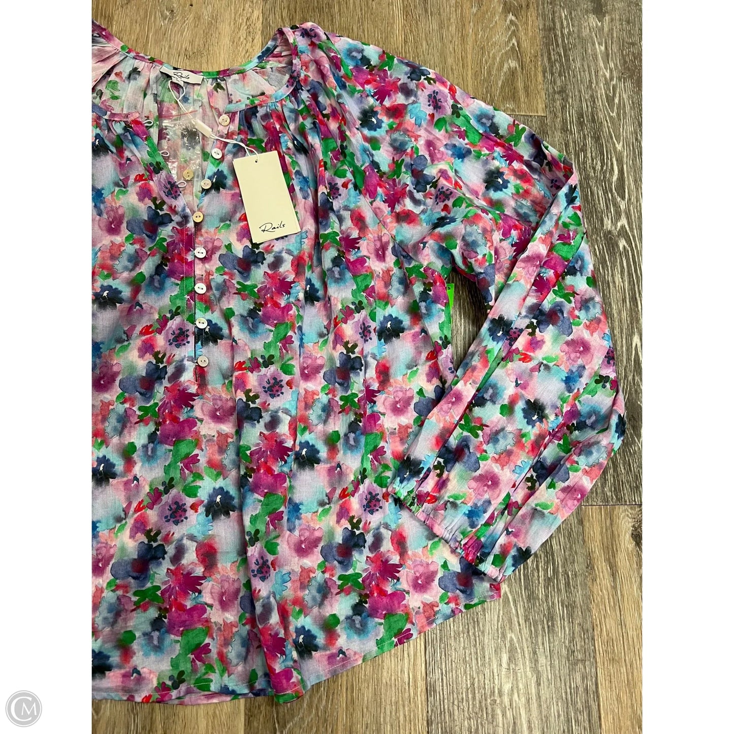 Blouse Long Sleeve By Rails In Floral Print, Size: Xl