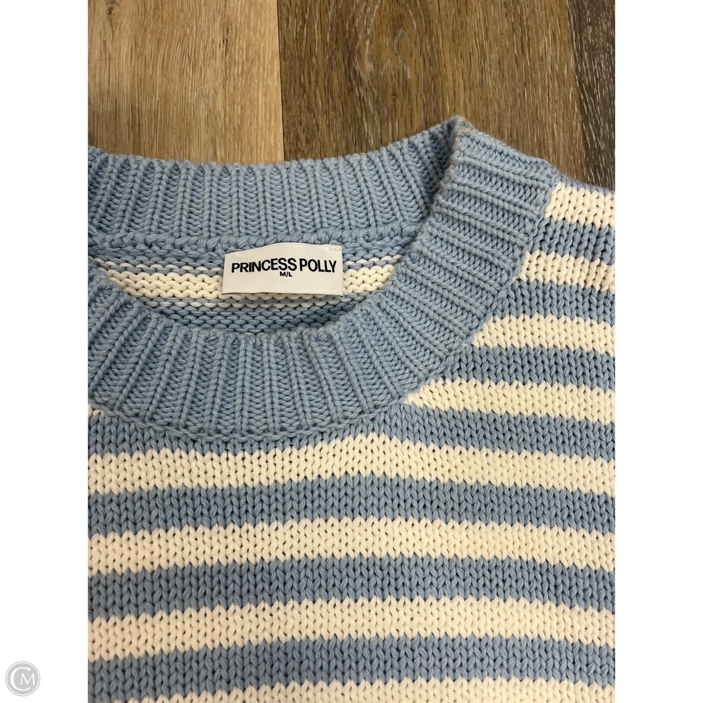 Sweater By Princess Polly In Blue & White, Size: M
