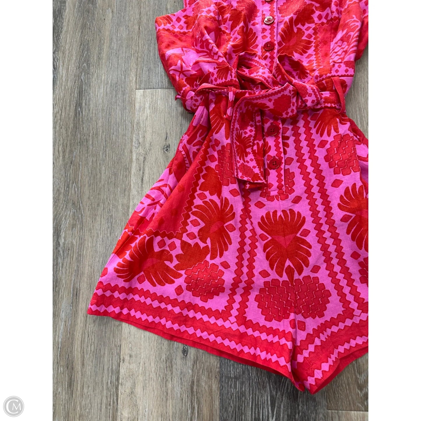 Romper Designer By Farm Rio In Pink & Red, Size: M