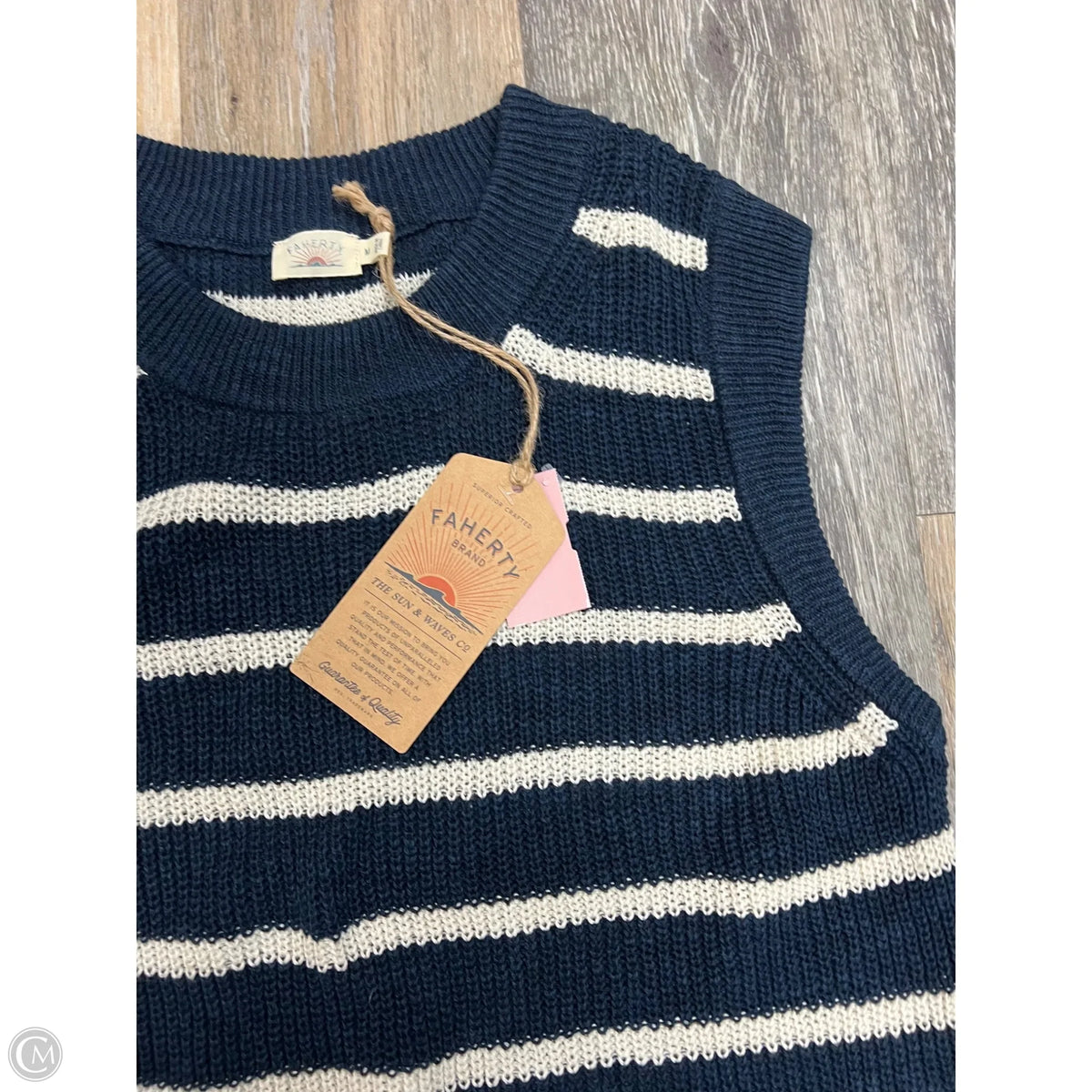 Sweater Short Sleeve By Faherty In Navy, Size: M