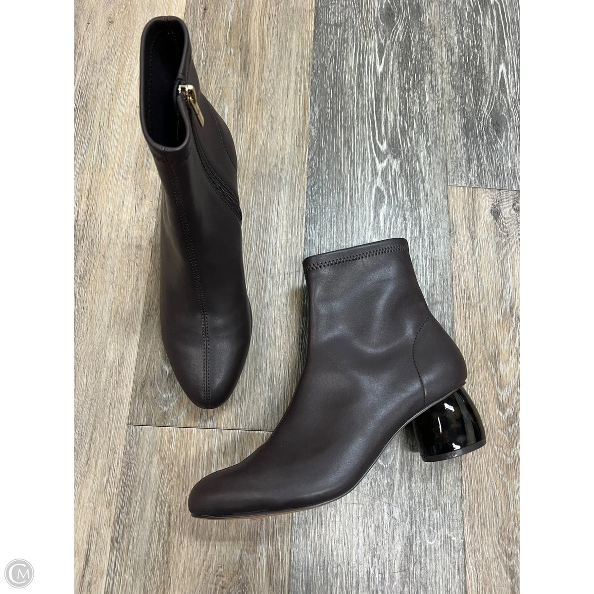 Boots Ankle Heels By Chicos In Brown, Size: 8