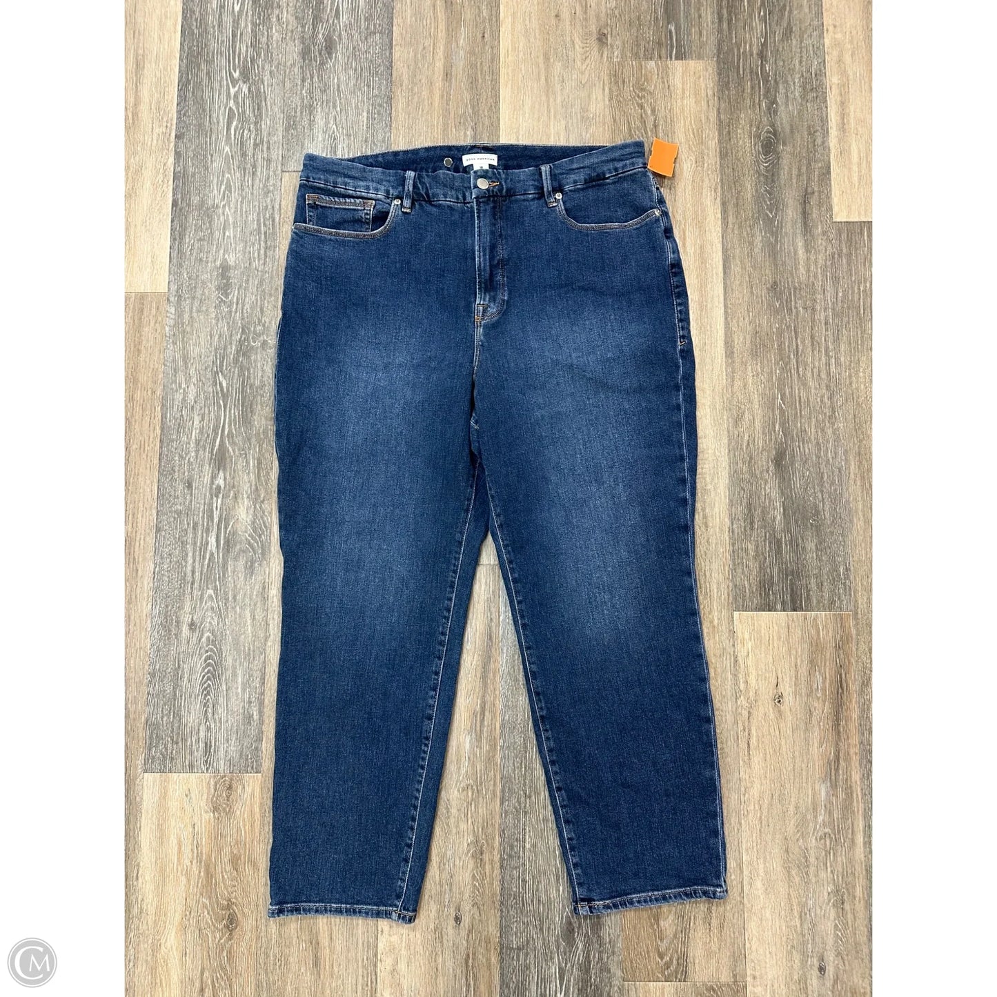 Jeans Straight By Good American In Blue Denim, Size: 18