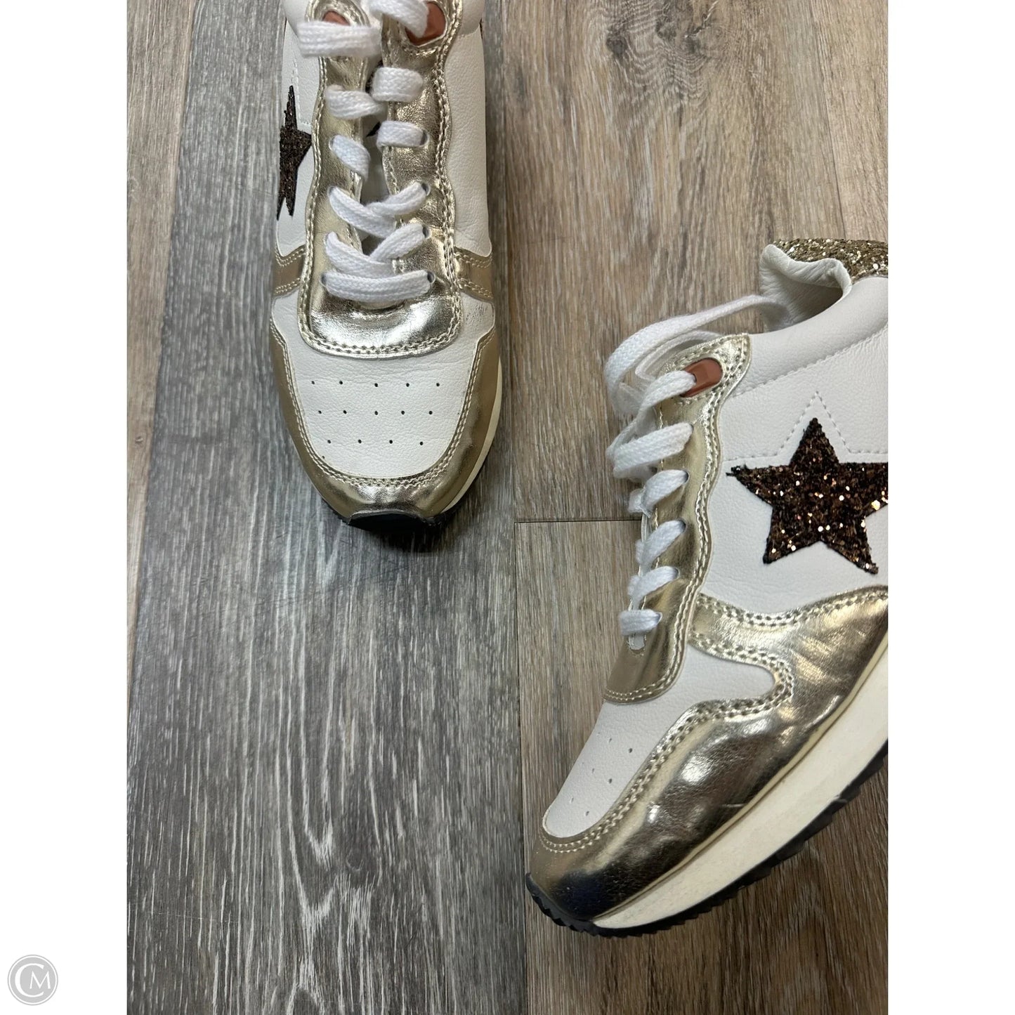 Shoes Sneakers By Vintage Havana In Gold & White, Size: 8.5