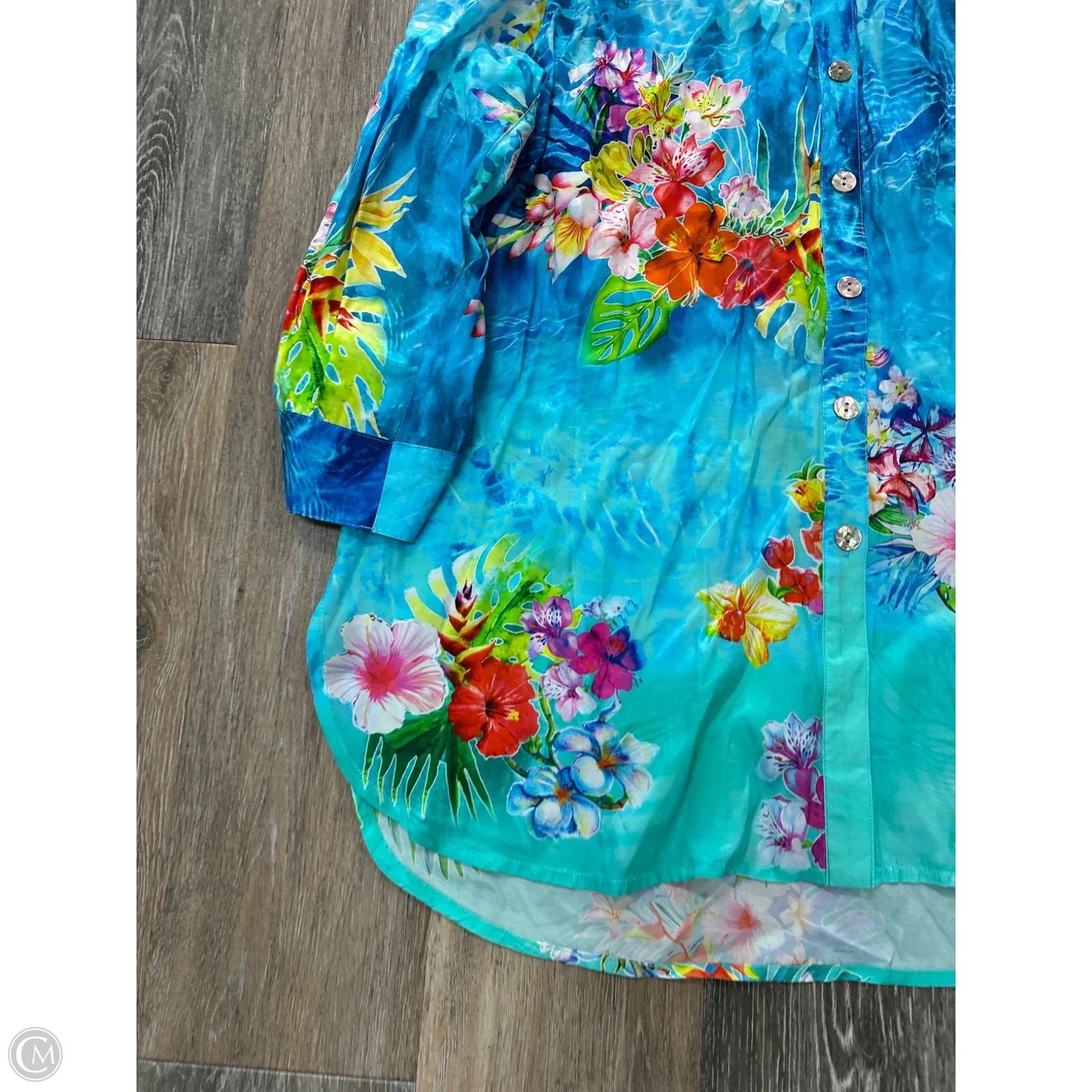 Blouse Long Sleeve By John Mark In Floral Print, Size: L