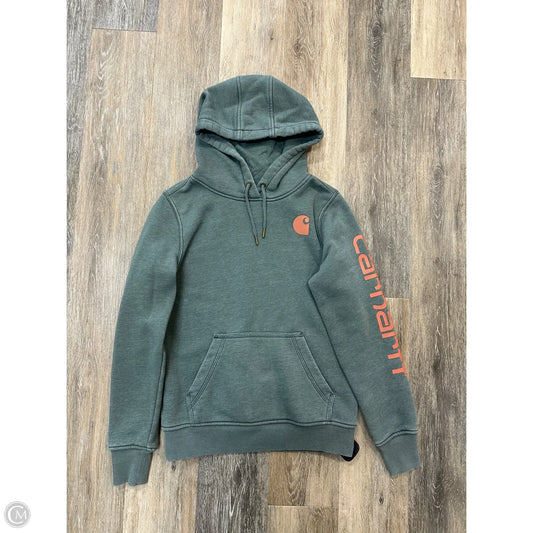 Athletic Sweatshirt Hoodie By Carhartt In Green & Orange, Size: Xs