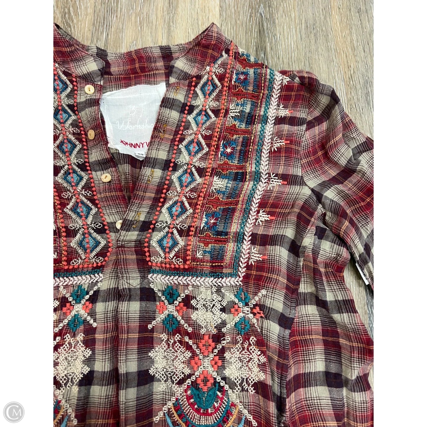Tunic Designer By Johnny Was In Plaid Pattern, Size: Xs
