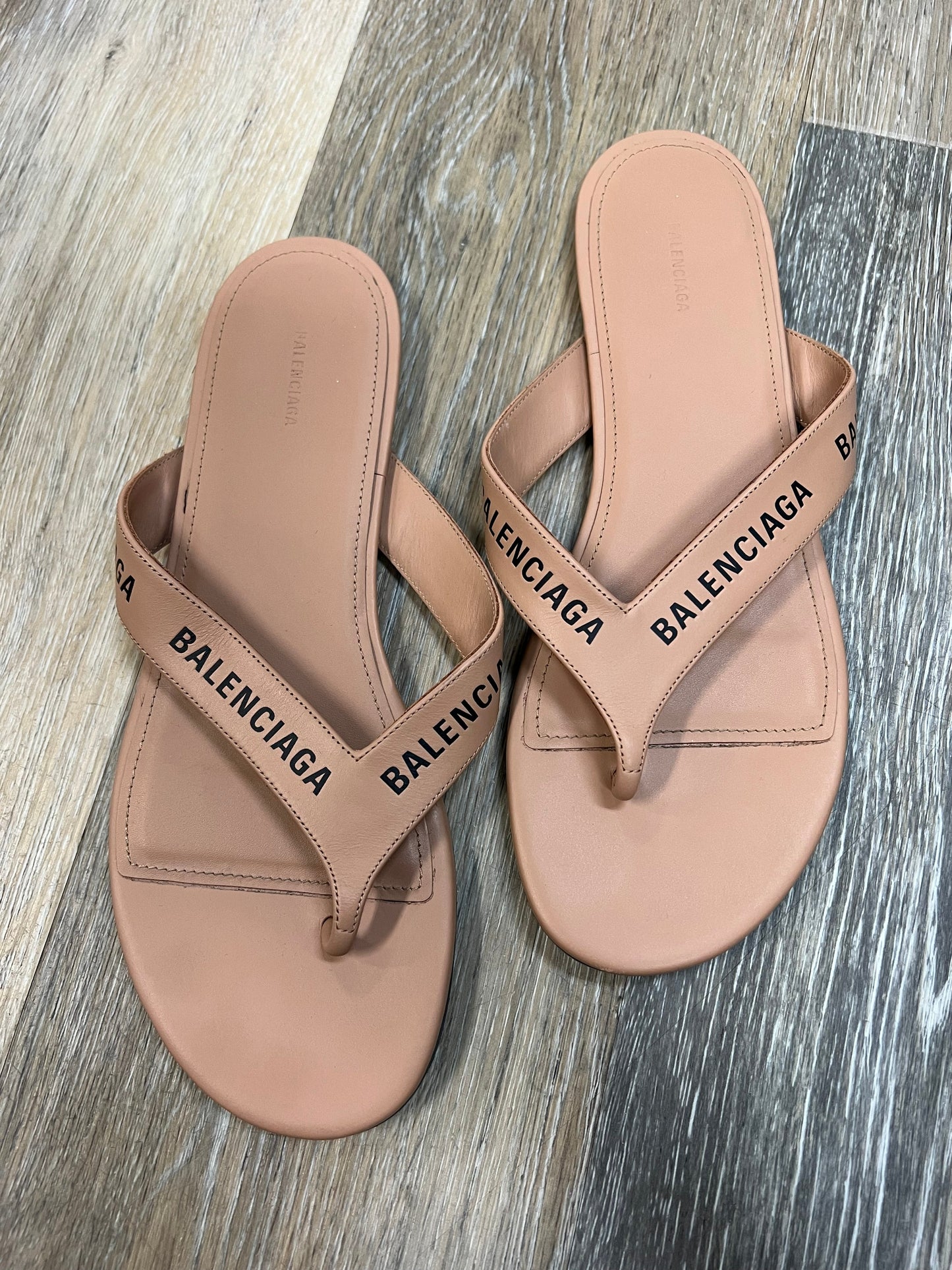 Tan Sandals Designer Balenciaga, Size 7.5/37.5