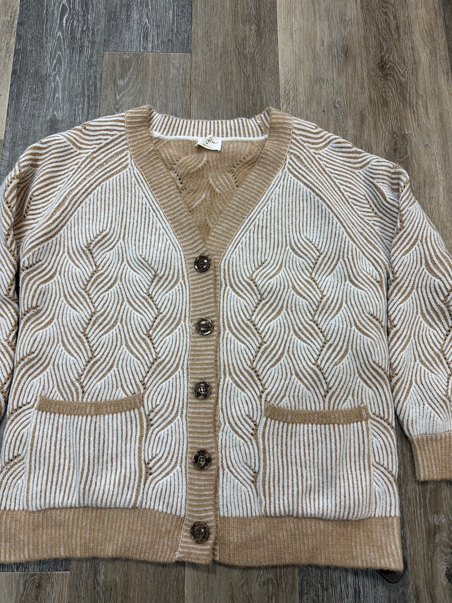 Sweater Cardigan By Allie Rose In Tan, Size: M