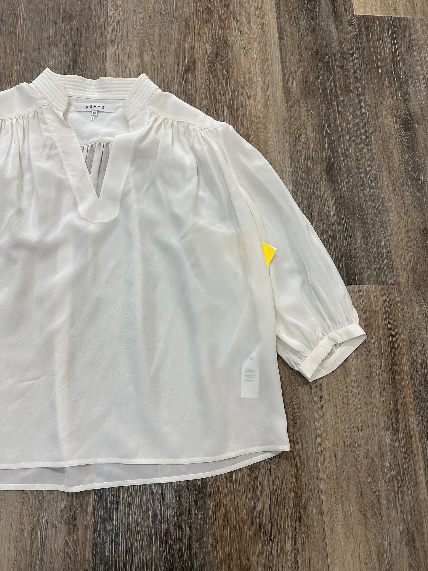 Blouse Short Sleeve By Frame In White, Size: S