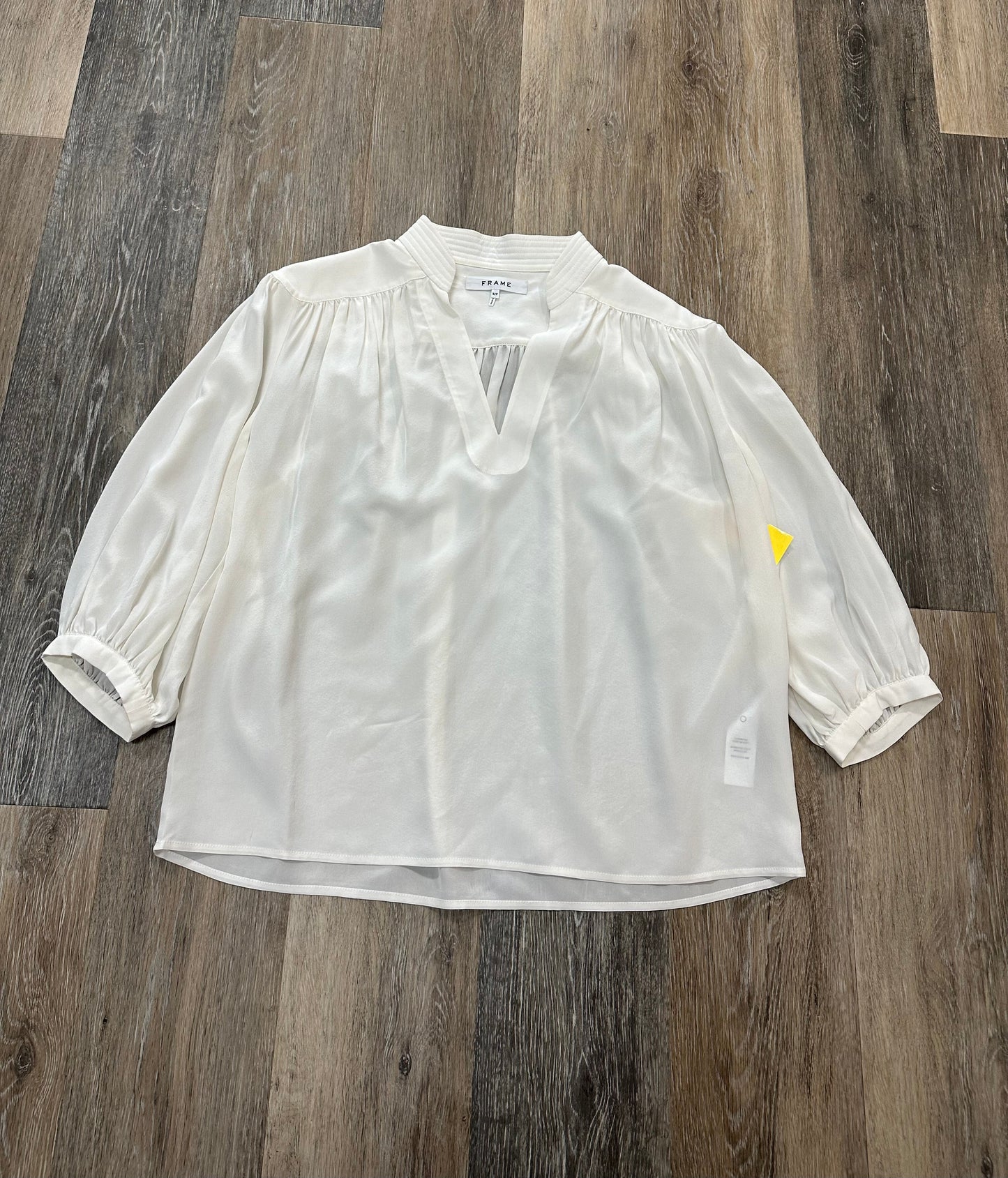 Blouse Short Sleeve By Frame In White, Size: S