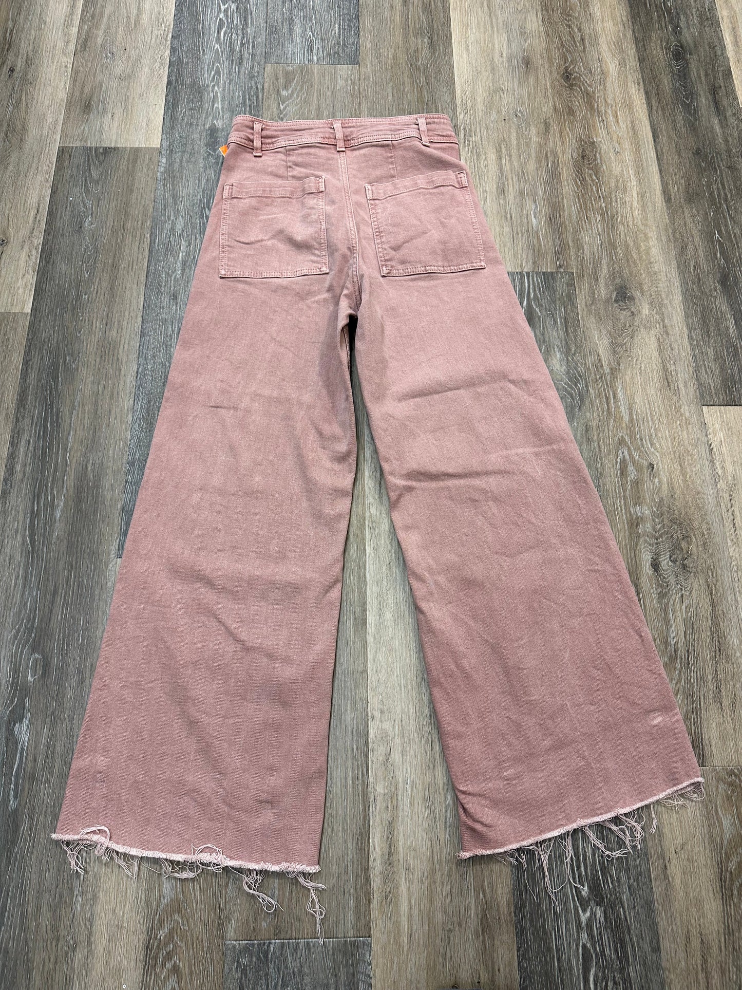 Jeans Wide Leg By Zara In Pink Denim, Size: 4