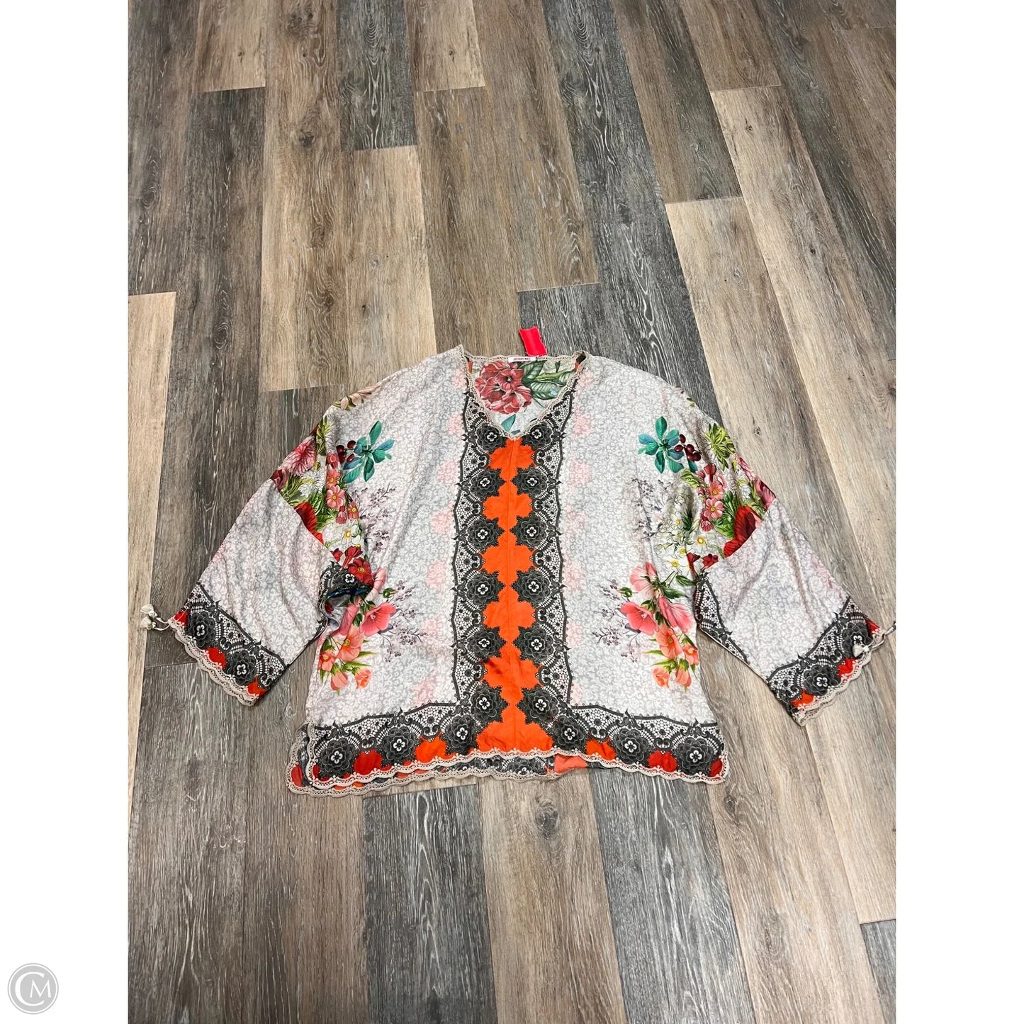 Blouse Long Sleeve By Johnny Was In Tan, Size: M