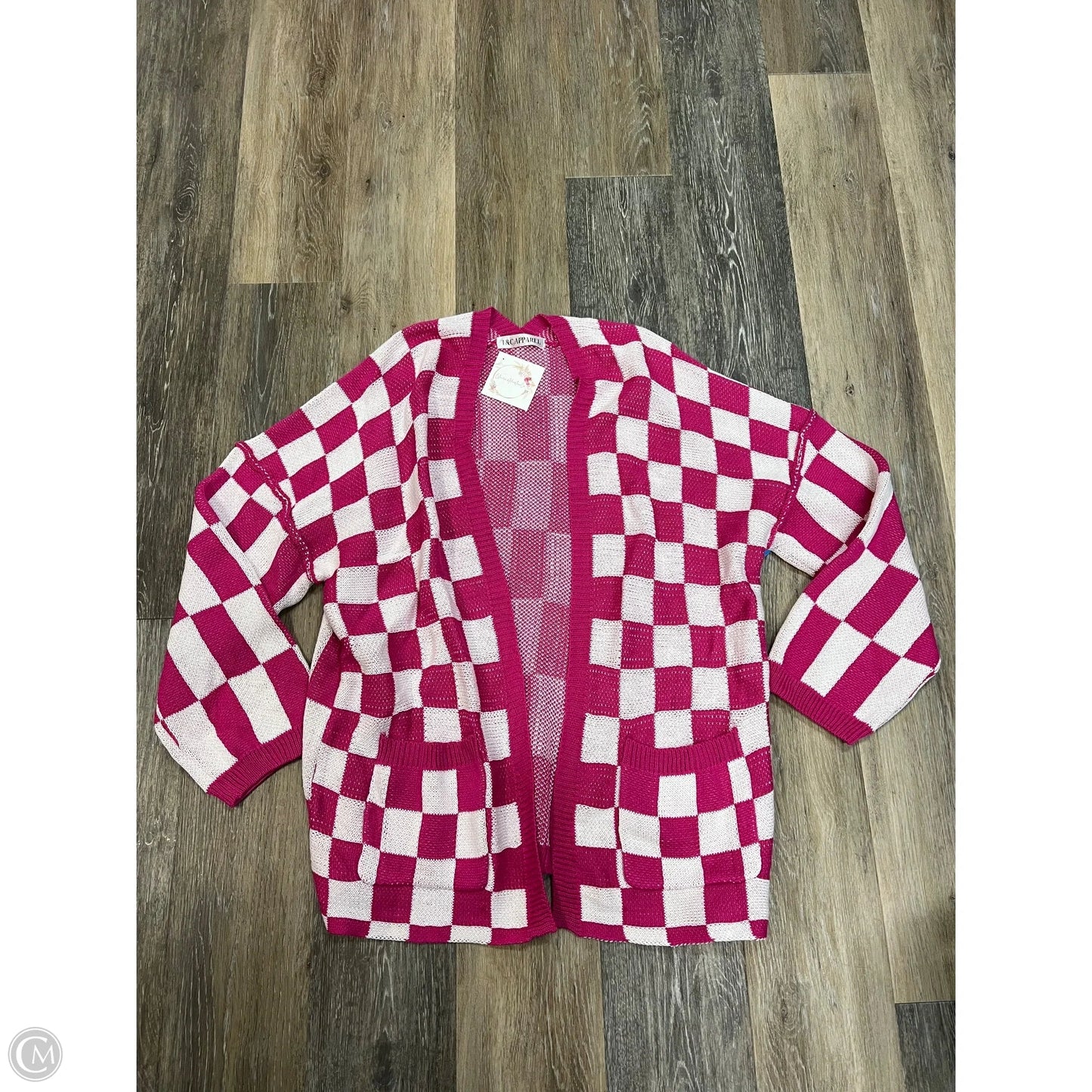 -Sweater Cardigan By T&C Apparel In Pink, Size: 1x