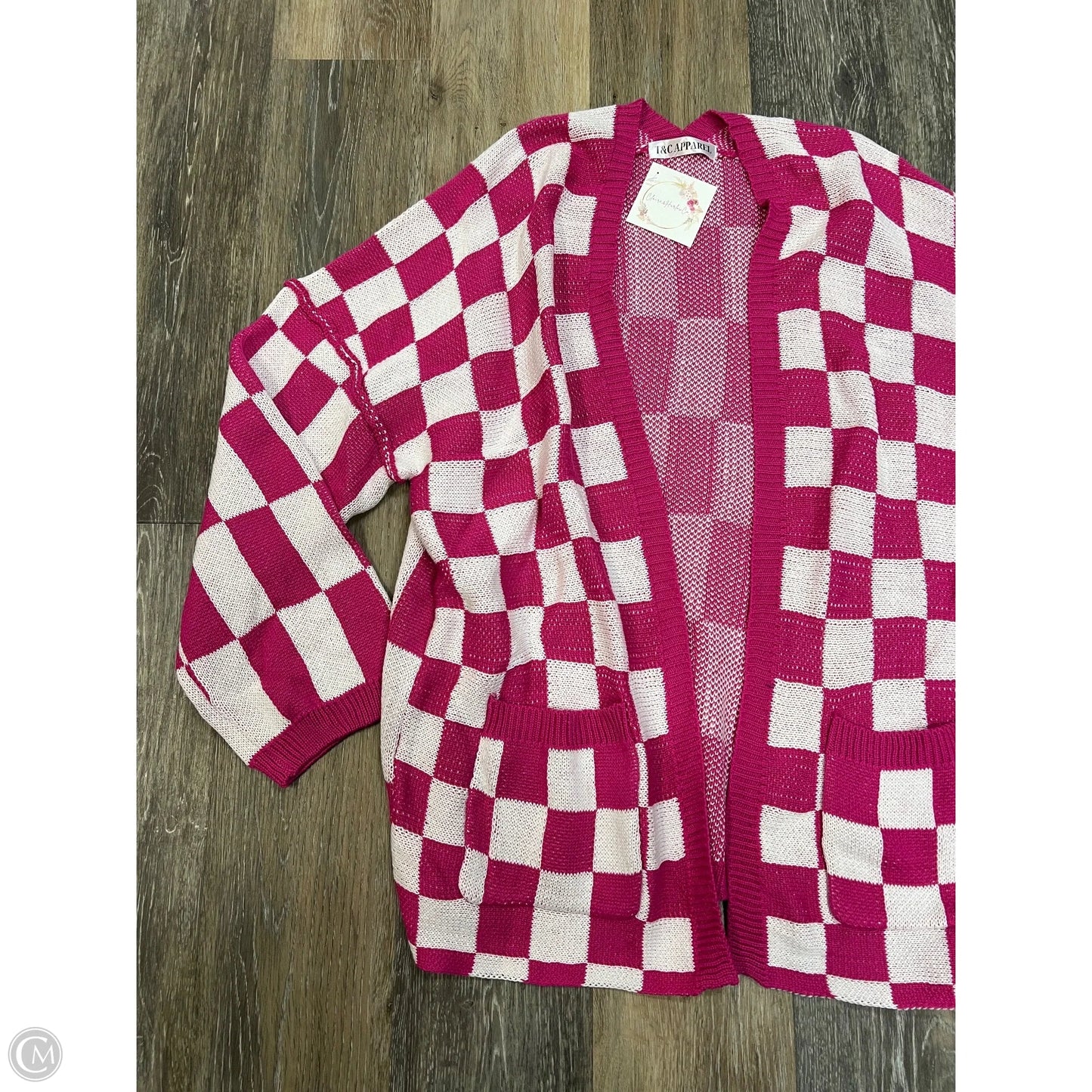 -Sweater Cardigan By T&C Apparel In Pink, Size: 1x