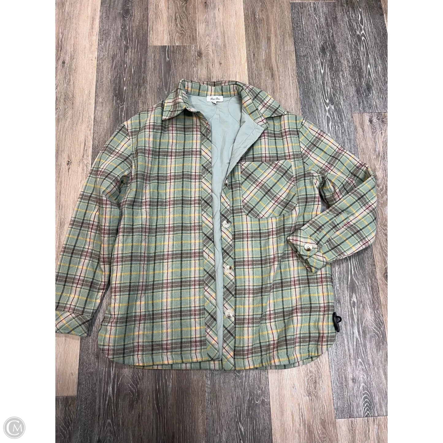 Jacket Shirt By Petal Dew In Green, Size: S