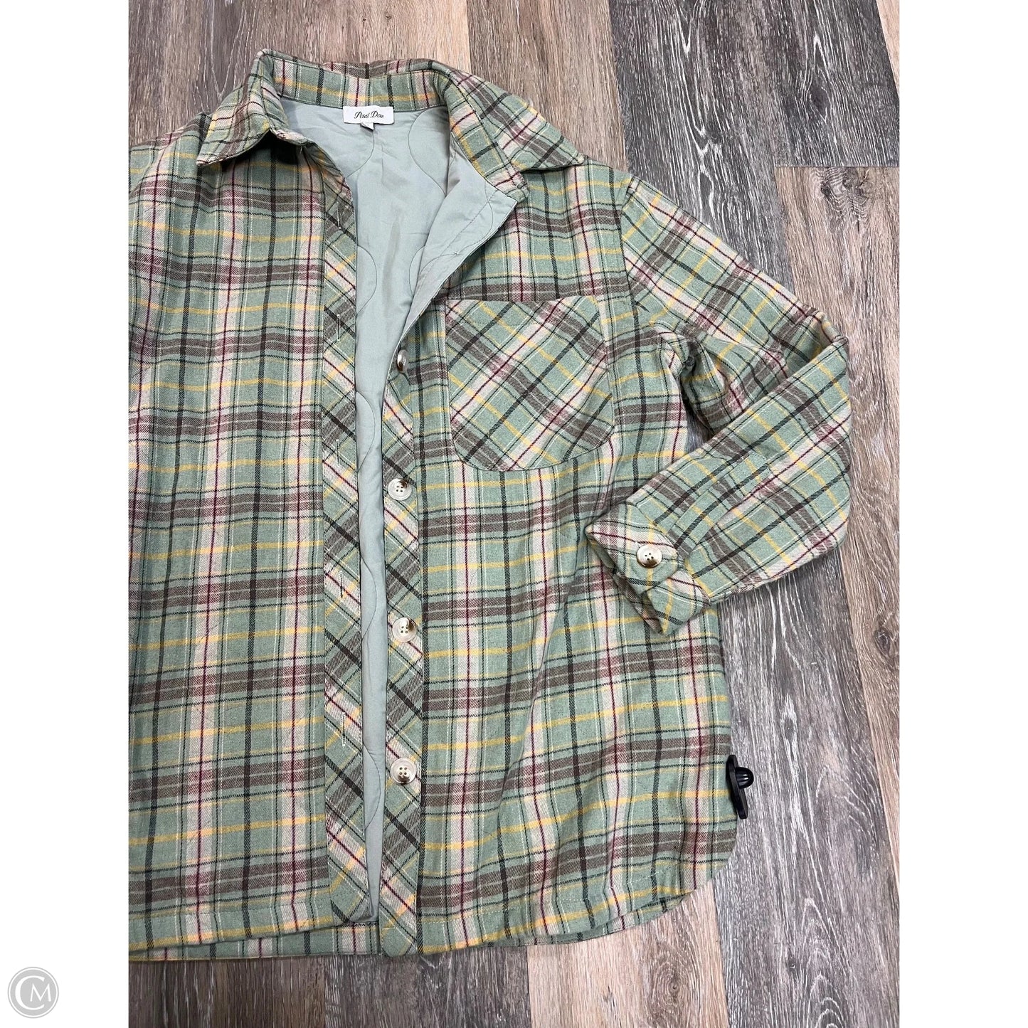Jacket Shirt By Petal Dew In Green, Size: S