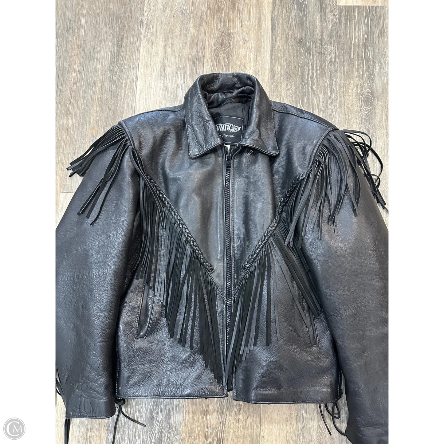Jacket Leather By Unik In Black, Size: L