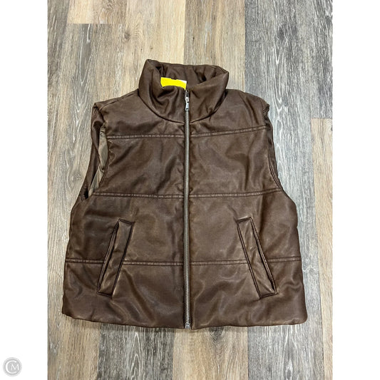 Vest Puffer & Quilted By Be Cool In Brown, Size: M