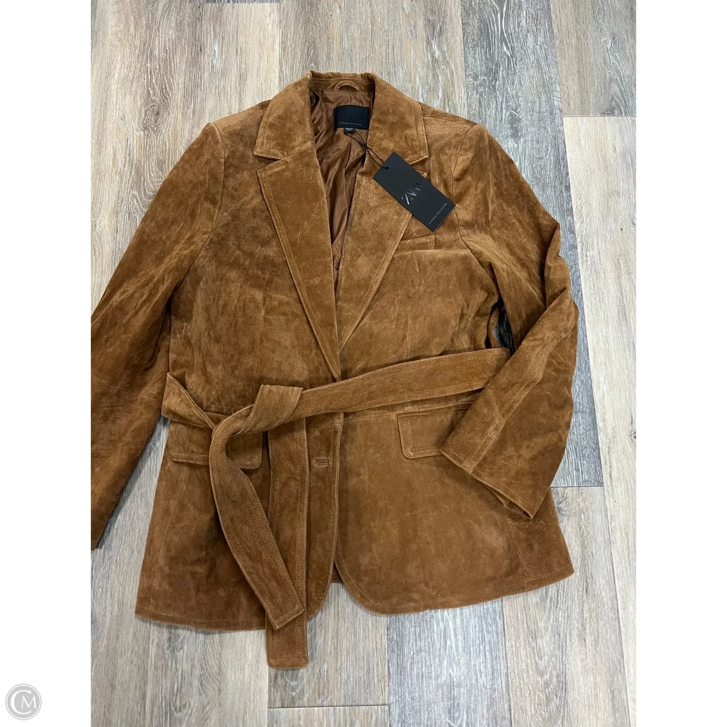 Jacket Leather By Zara In Brown, Size: Xs
