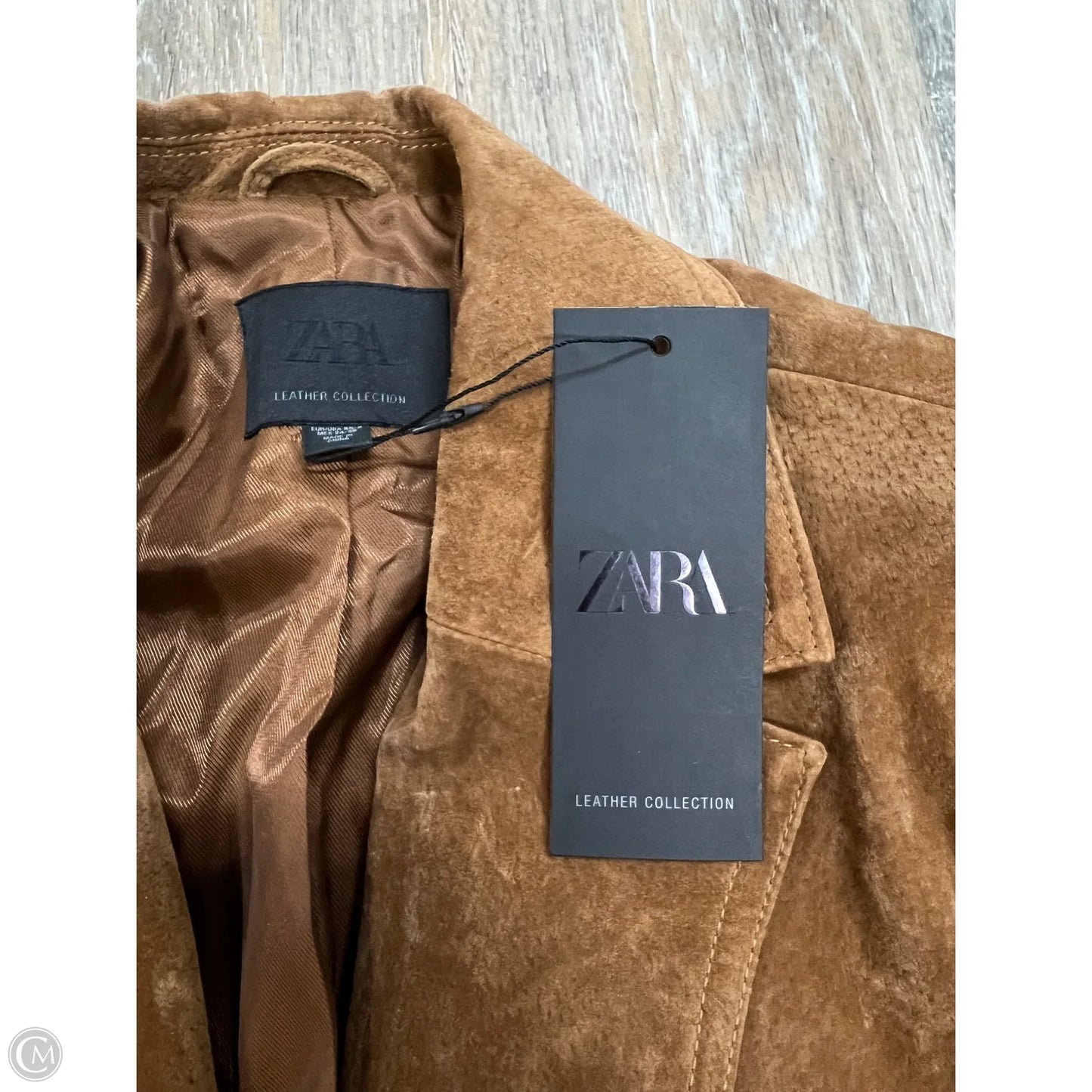Jacket Leather By Zara In Brown, Size: Xs