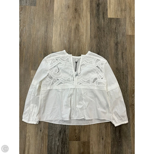 Blouse Long Sleeve By Banana Republic In White, Size: Xs