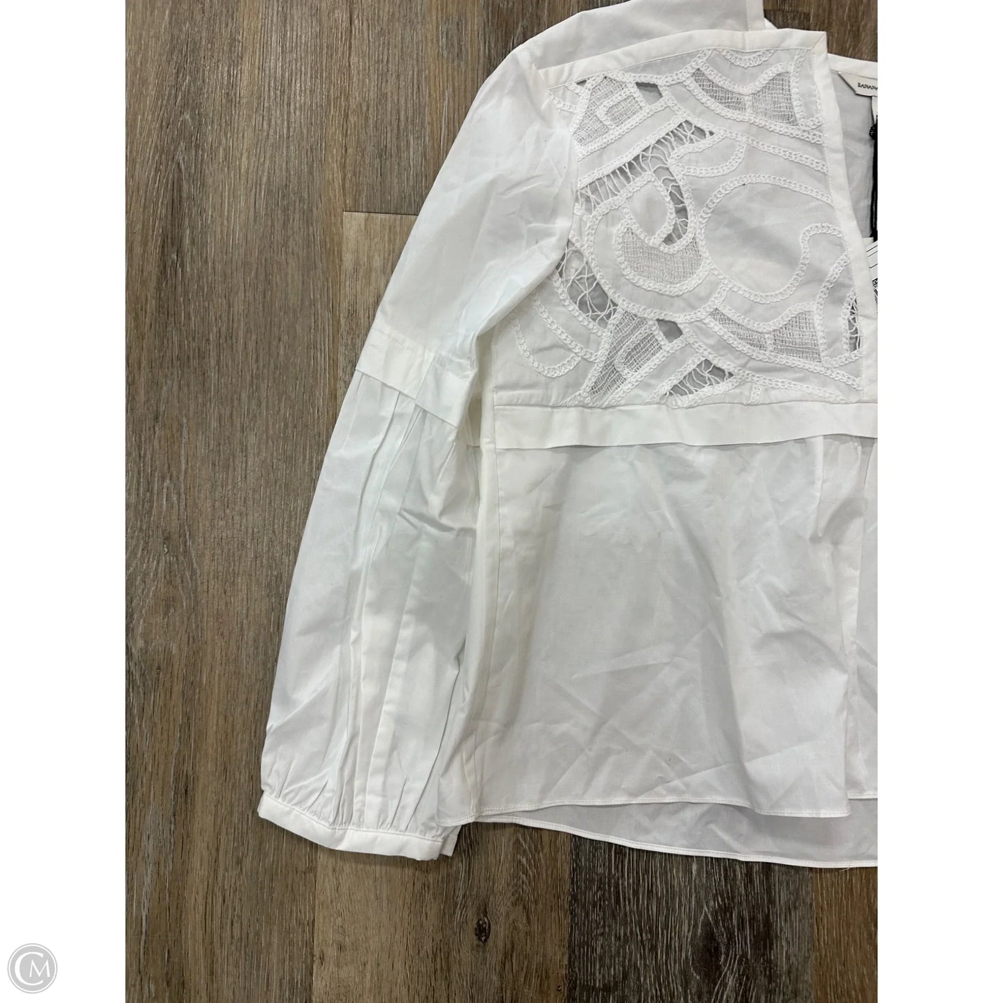Blouse Long Sleeve By Banana Republic In White, Size: Xs