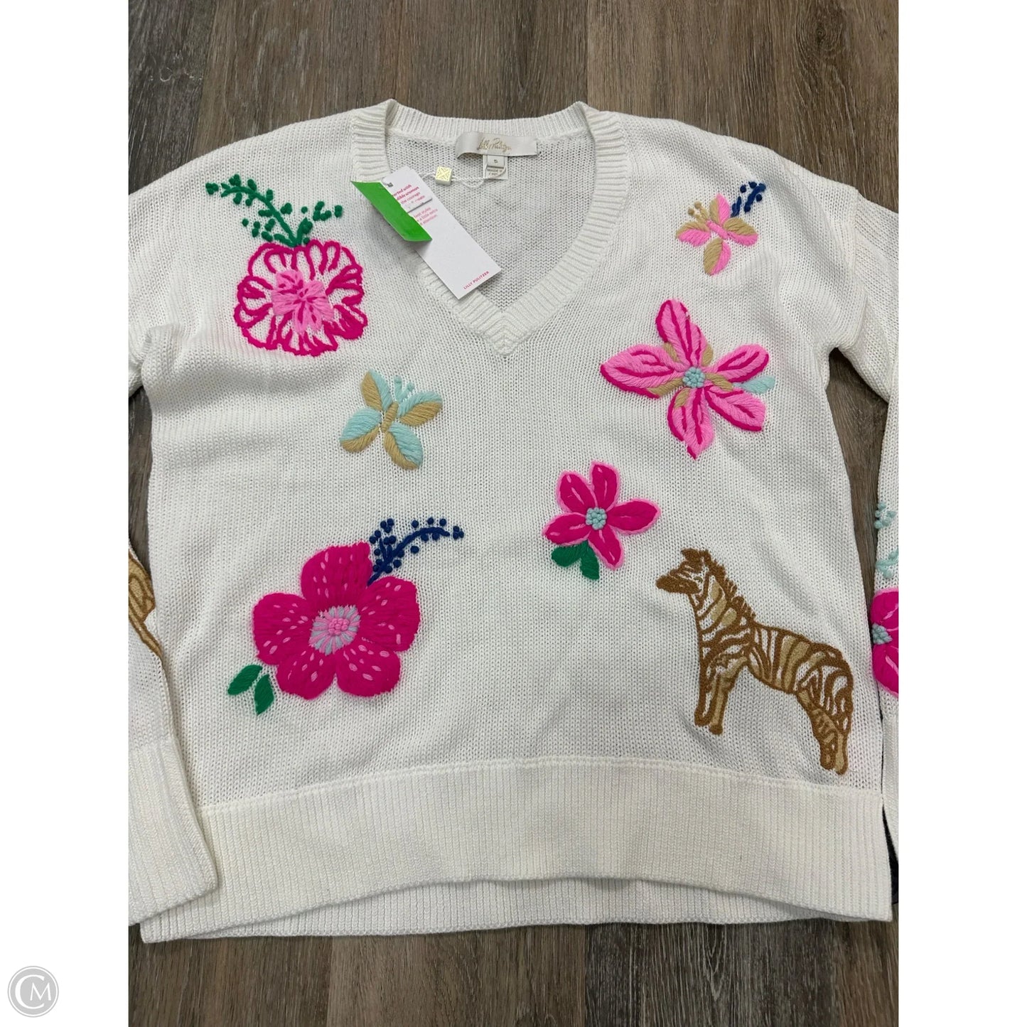 Sweater Cardigan Designer By Lilly Pulitzer In White, Size: S