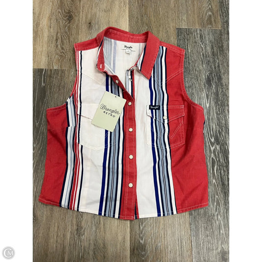 Top Sleeveless By Wrangler In Red & White, Size: S