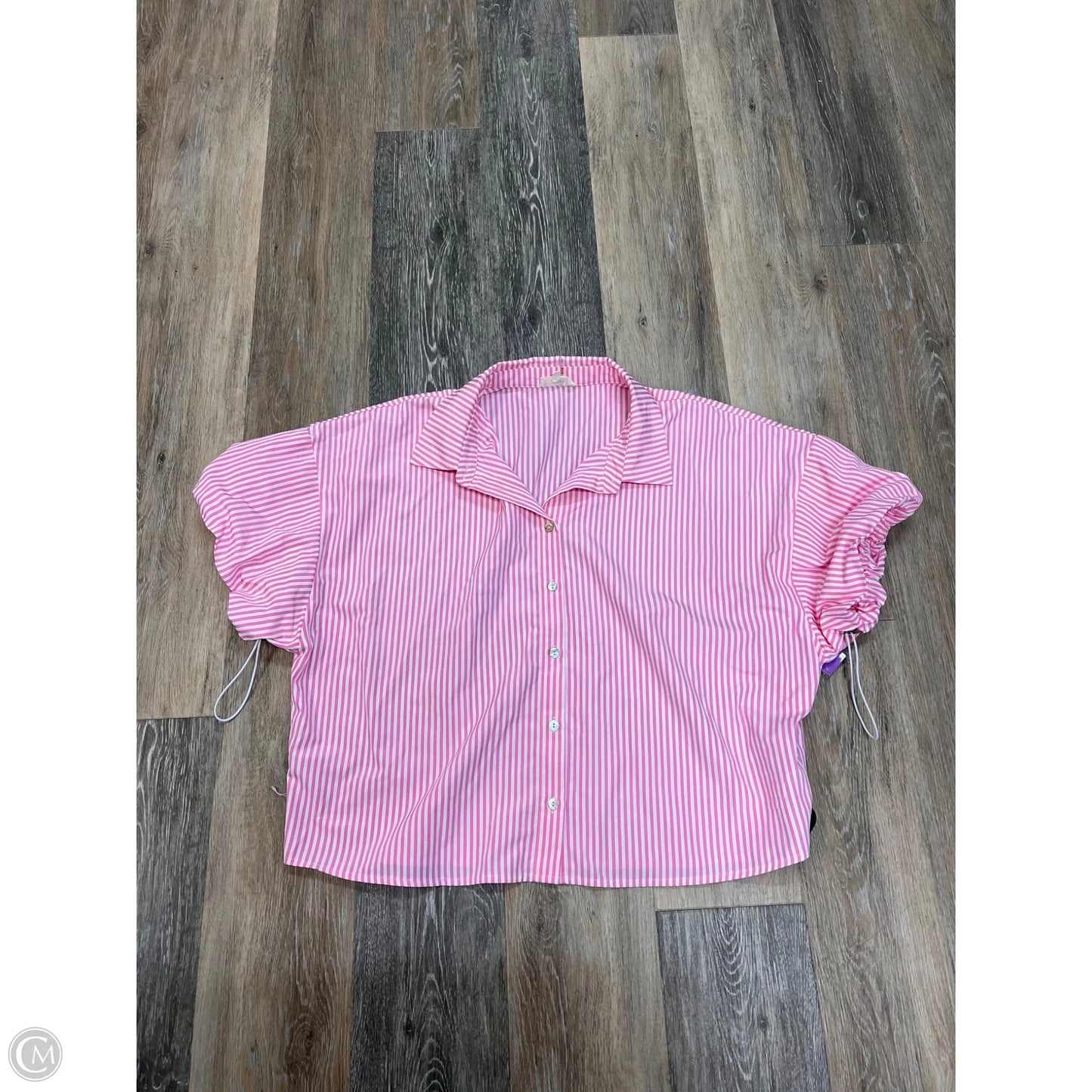 Blouse Short Sleeve By Entro In Striped Pattern, Size: L