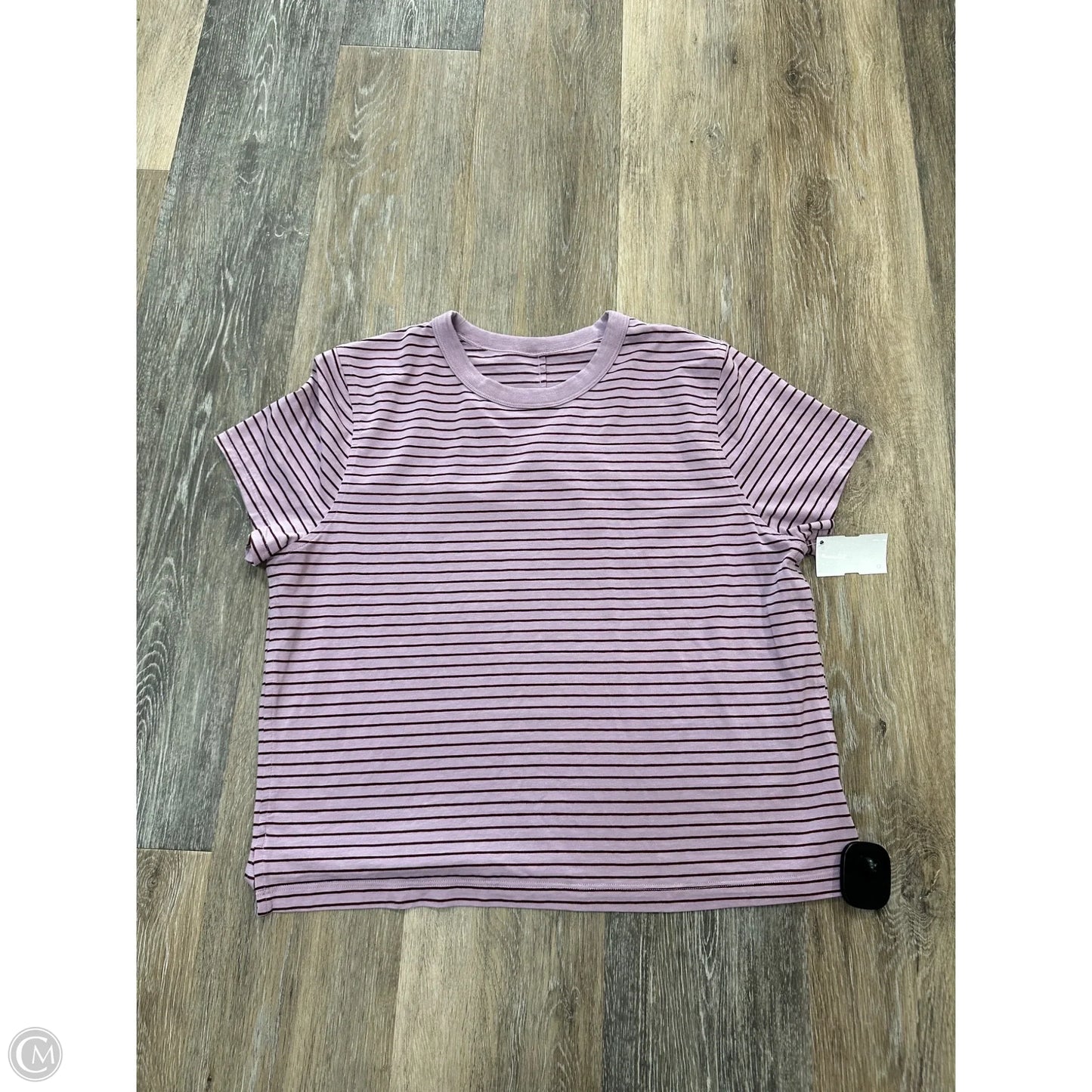 Athletic Top Short Sleeve By Lululemon In Striped Pattern, Size: M