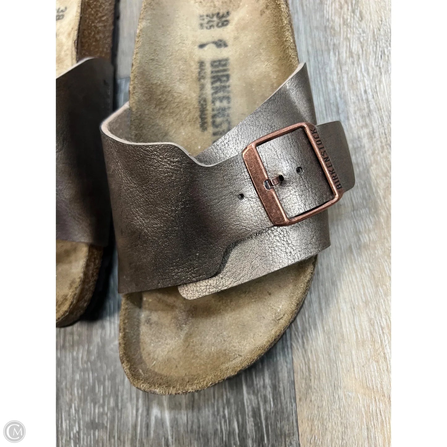 Sandals Flats By Birkenstock In Silver, Size: 7/38