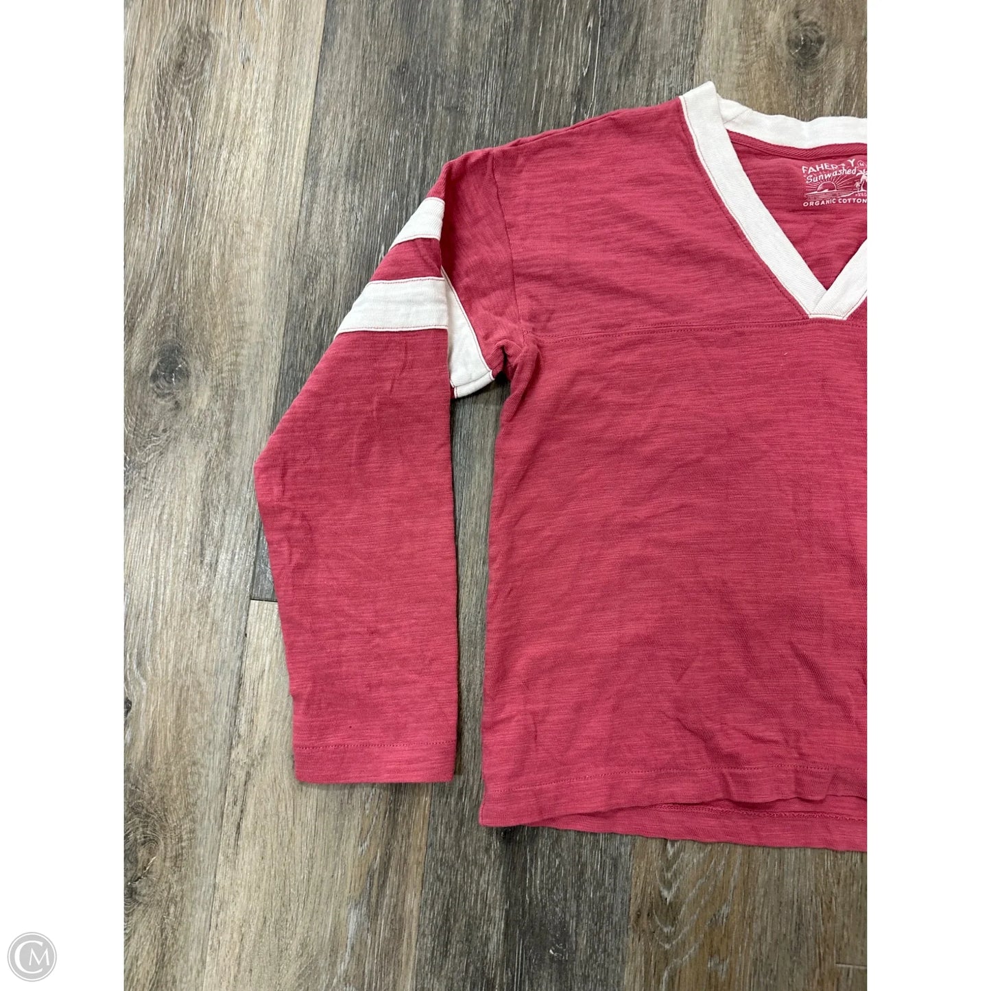 Top Long Sleeve By Faherty In Pink & White, Size: M