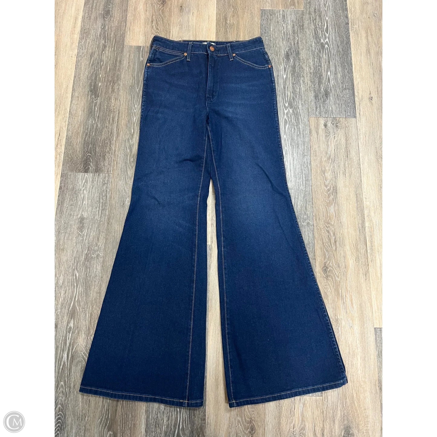 Jeans Flared By Wrangler In Blue Denim, Size: 6/28