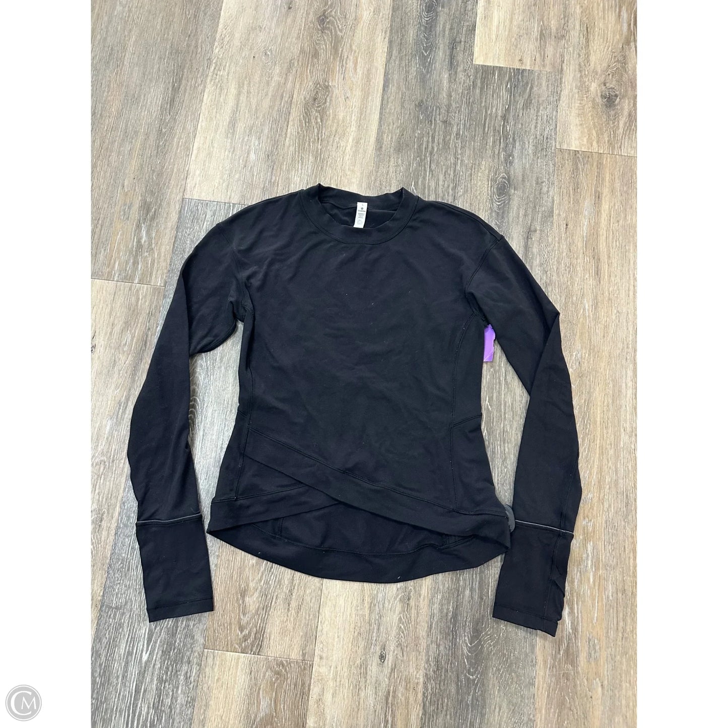Athletic Top Long Sleeve Collar By Lululemon In Black, Size: S