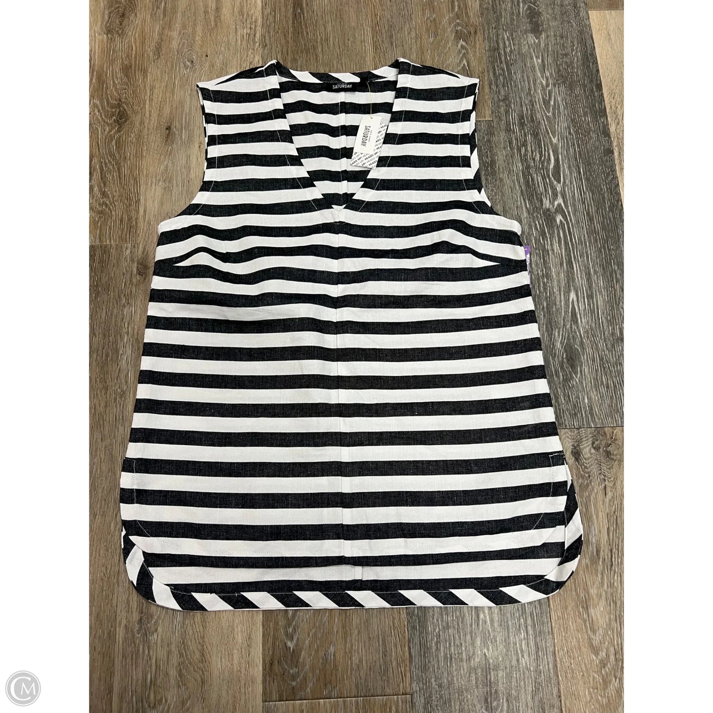 Top Sleeveless Designer By Kate Spade In Striped Pattern, Size: M
