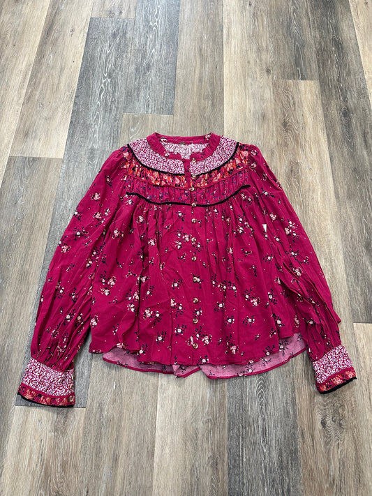 Pink Blouse Long Sleeve Free People, Size S