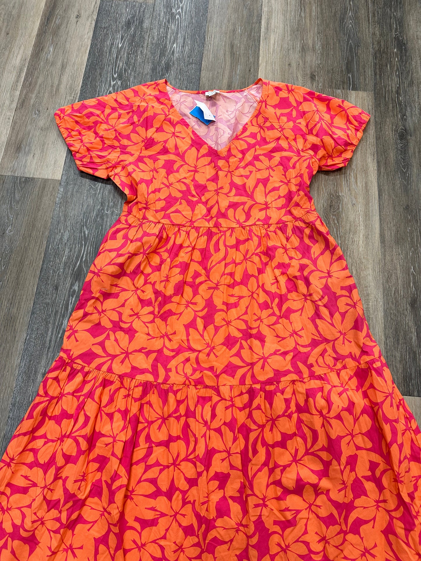 Dress Casual Midi By J. Crew In Orange & Pink, Size: 16