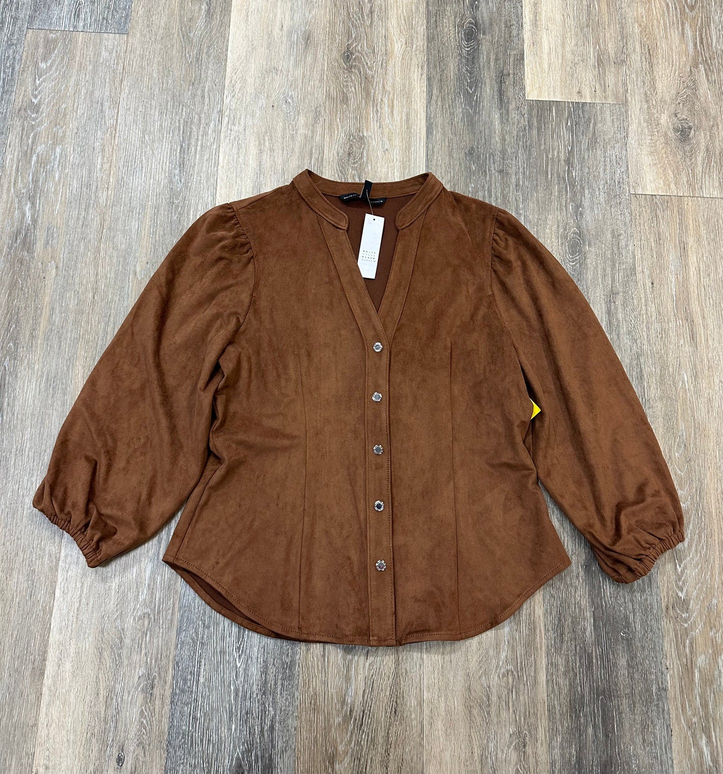 Blouse Long Sleeve By White House Black Market In Brown, Size: L