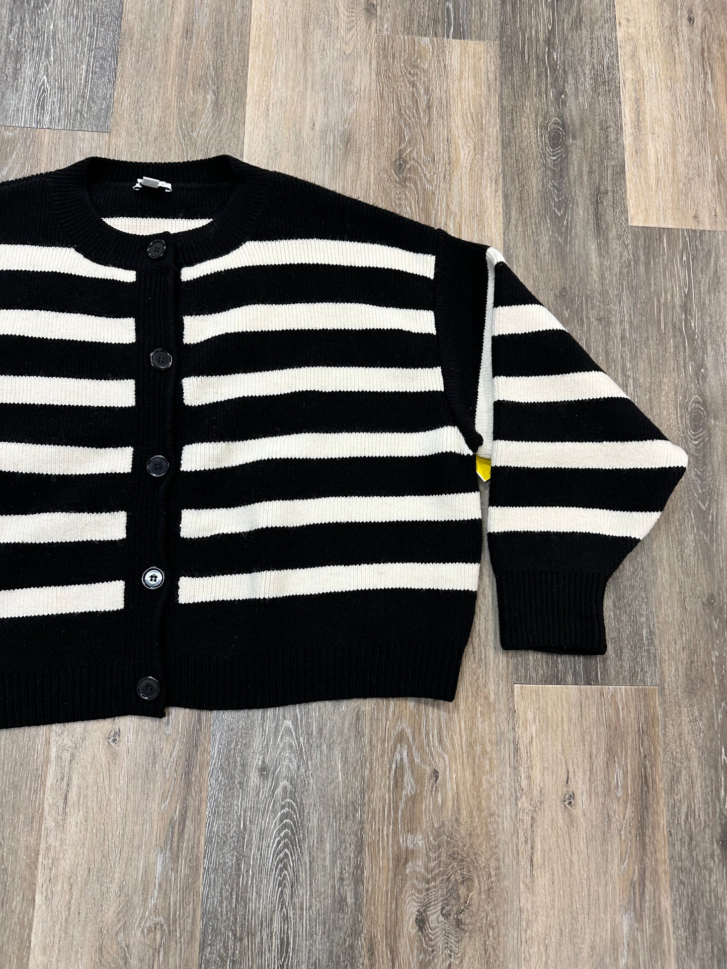 Sweater Cardigan By Topshop In Striped Pattern, Size: 12